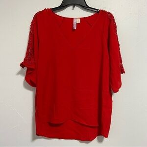Alya Women's Small Red Blouse Made in USA